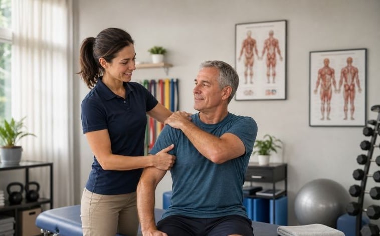 Physiotherapy Clinic with Treatment Table and Educational Posters-1
