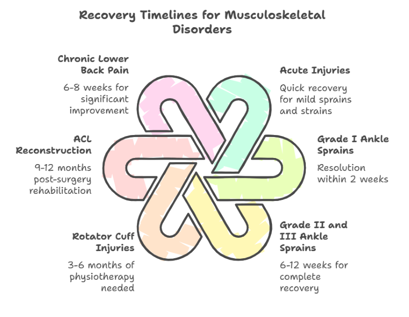 Typical recovery timeline for different MSDs 