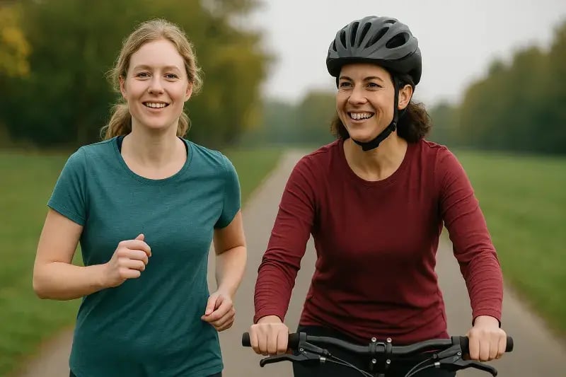 jogging and cycling