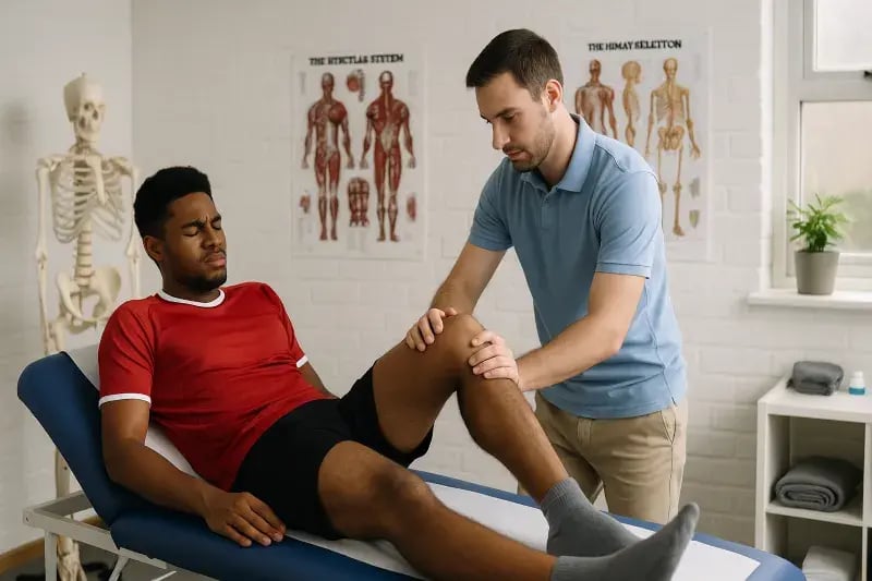 Physiotherapist treating an athlete