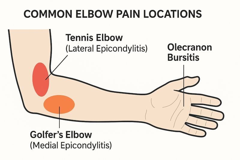 common elbow pain locations