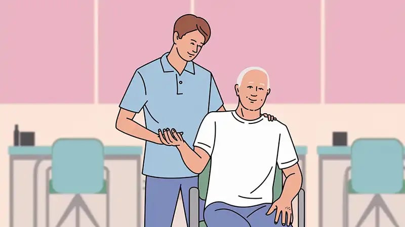 physiotherapist working with a patient with arthritis