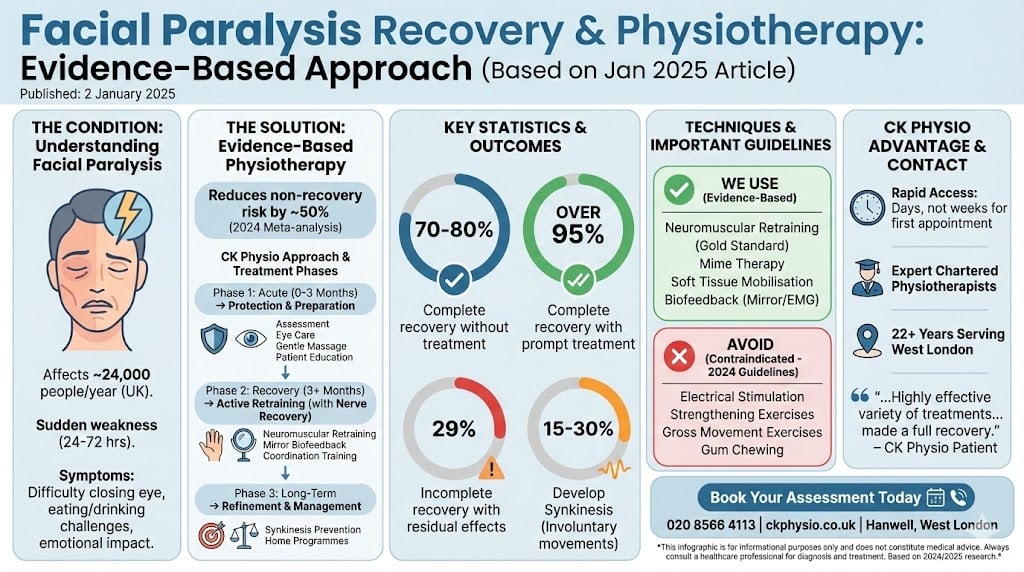 physiotherapy for facial paralysis infographic