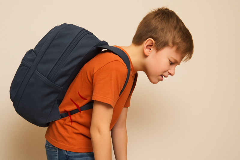 child carrying heavy bag